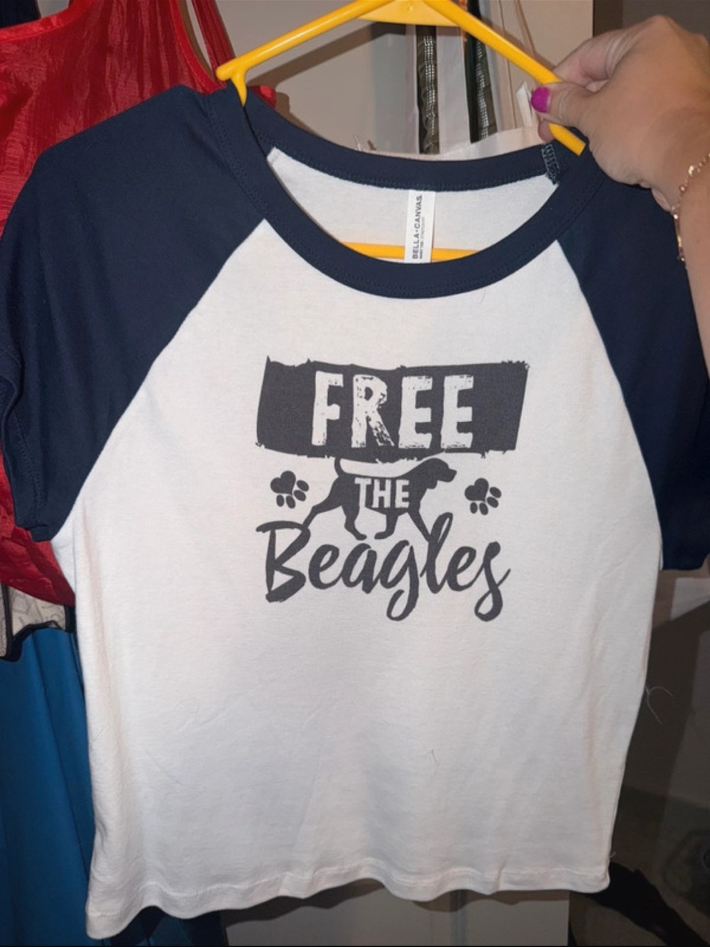Free The Beagles Navy & White Raglan Dog T-Shirt